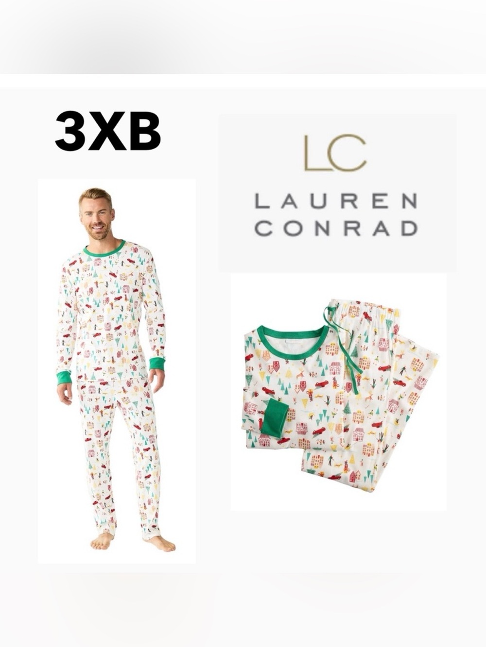 Men's LC Lauren Conrad 3XB Pajamas set Holiday Village